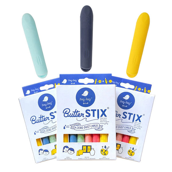 12 Tizas ButterStix Multicolor Con Aplicador Jaq Jaq Bird