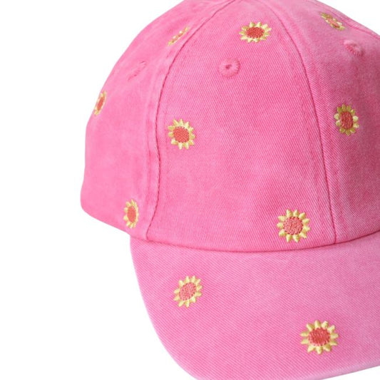 Gorra Rosa Y Soles Bordados 5 a 7 Años