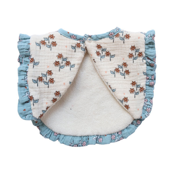 Babero Floral Con Borde Volante Azul A La Cueillette