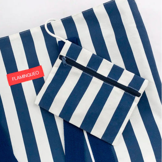 Bolso Playa Grande Con Cremallera Delma Azul Flamingueo
