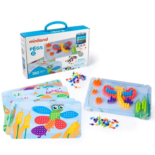 Clavijas Colores Brillantes 10 mm Miniland 180 Piezas