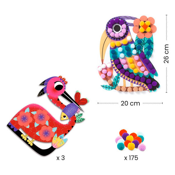 Collage Pompones Pájaros Assortments Djeco