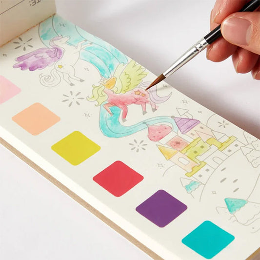 Colorear Con Acuarelas Marcapáginas Unicornio