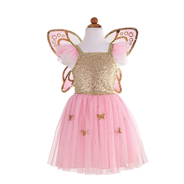 Disfraz Vestido Mariposa Dorada Con Alas 5-7 Años Great Pretenders