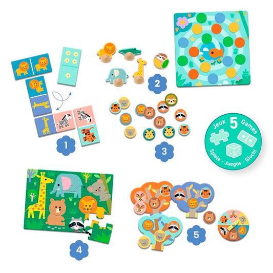 Educativo Puzzle Animales Salvajes 5 en 1 Djeco