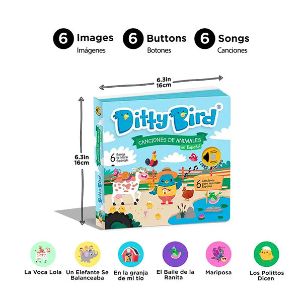 Libro Sonidos Recargable Ditty Bird Canciones Animales