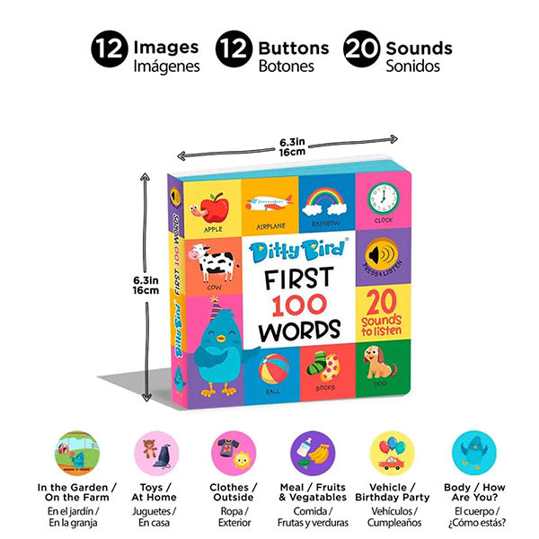 Libro Sonidos Recargable Ditty Bird First 100 Words