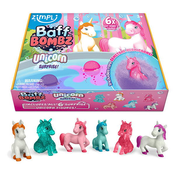 Pack 6 Bombas Baño Sorpresa Unicornios Zimpli