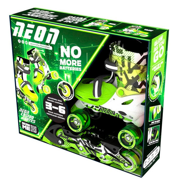 Patines Combo 2 en 1 Neón Goteki Verde Tallas 30-33 Yvolution