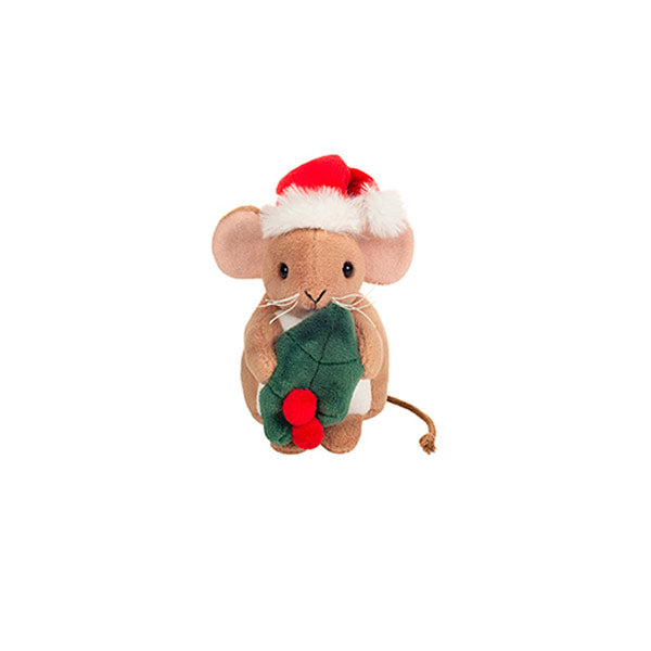 Peluche Ratón Con Hoja De Navidad 11 cm