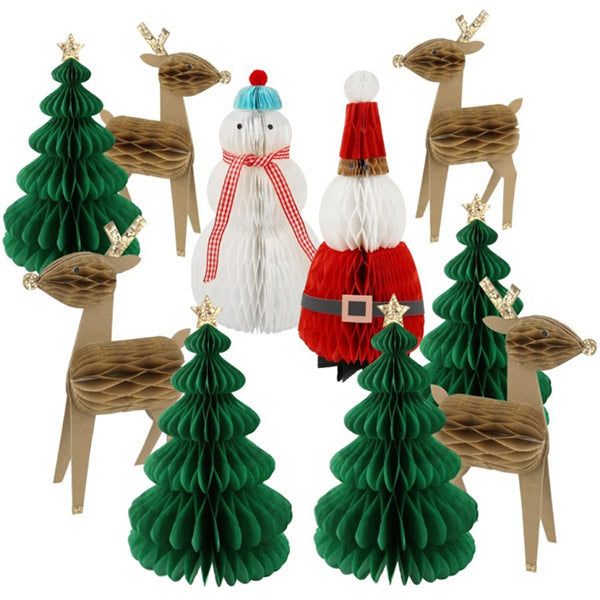 Personajes Navideños De Nido De Abeja 10 Unidades Meri Meri