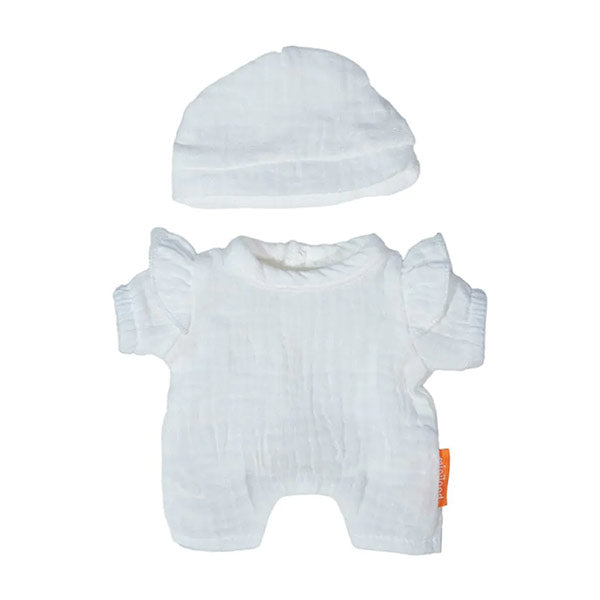 Pijama Blanco Gorro Ropa Muñecos 21 cm Miniland