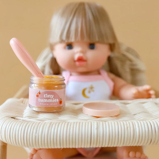 Comida Para Muñecos Potito Melocotón y Cuchara Mágica Tiny Harlow