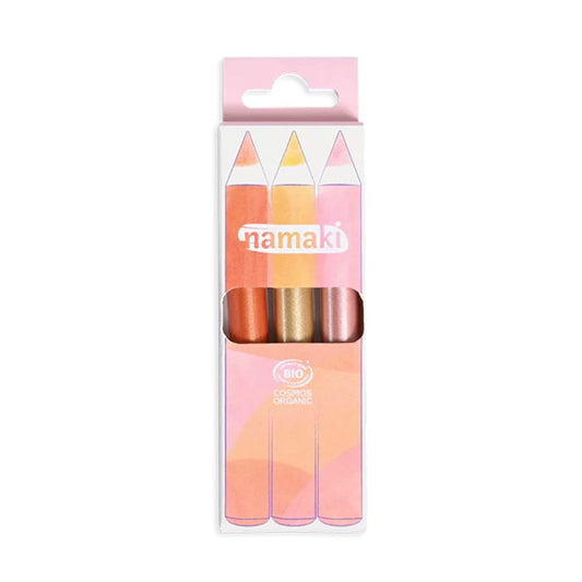 Set 3 Lápices Maquillaje Orgánico Namaki Purpurina Cálidos