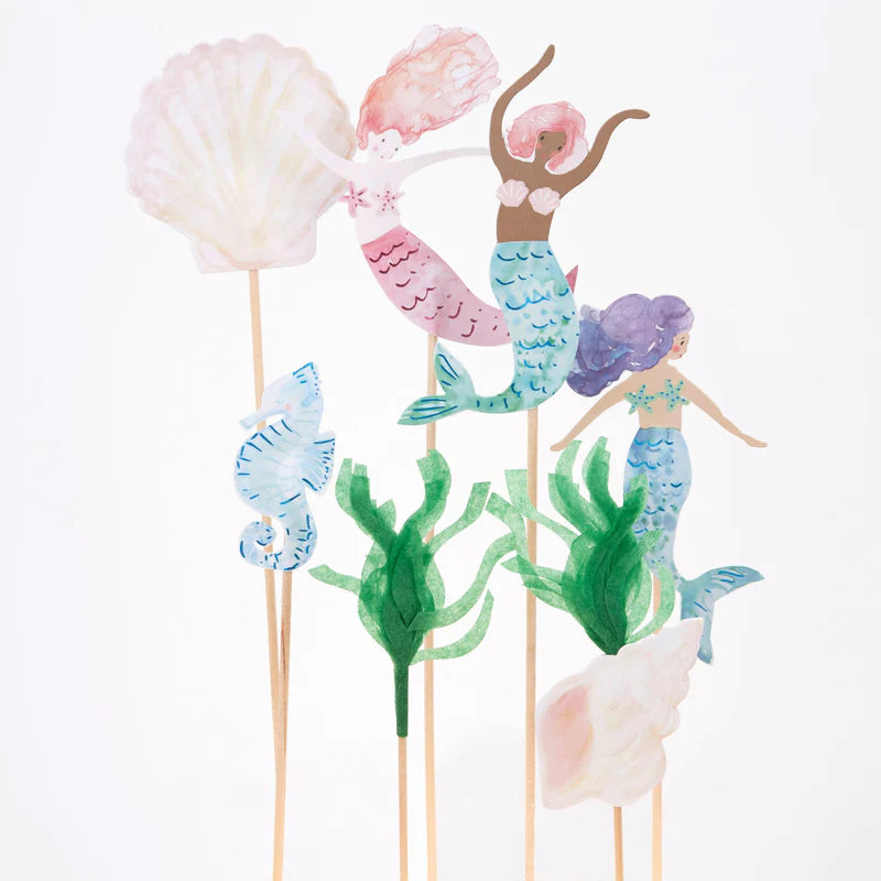 Toppers Decora Pasteles Sirena Meri Meri 7 uds