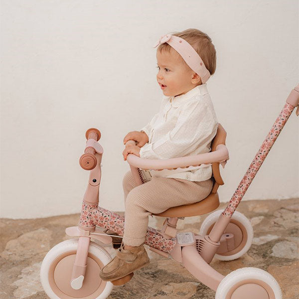 Triciclo Con Barra Little Dutch Rosa Flores