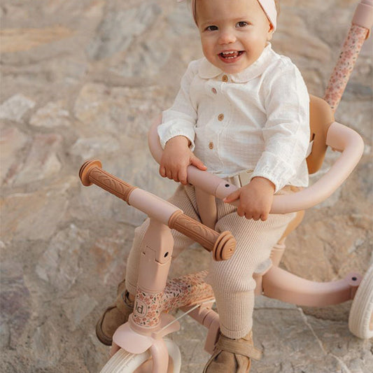 Triciclo Infantil con Barra Little Dutch Rosa Flores