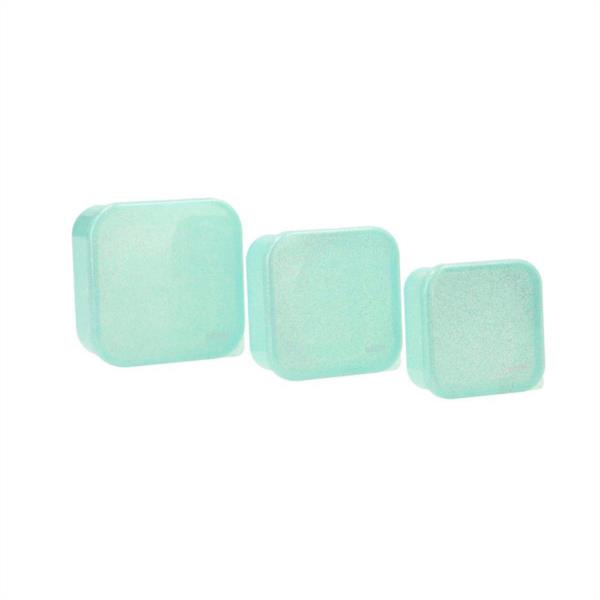 Set de 3 Cajas Almuerzo Glitter Turquoise Tutete