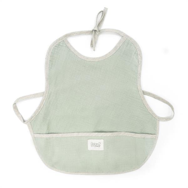 Maxi Babero Sin Mangas Sage Powder 100% Algodón Orgánico Babyshower