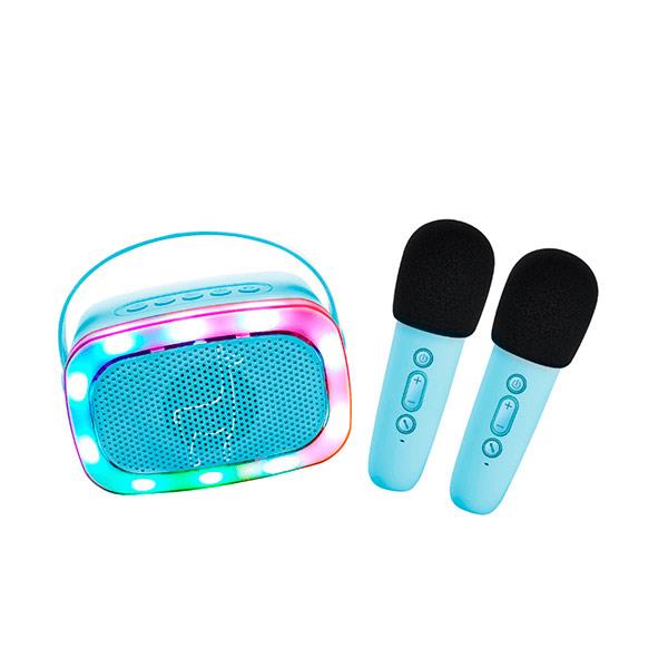 Altavoz Karaoke Bluetooth con 2 Micrófonos Azul