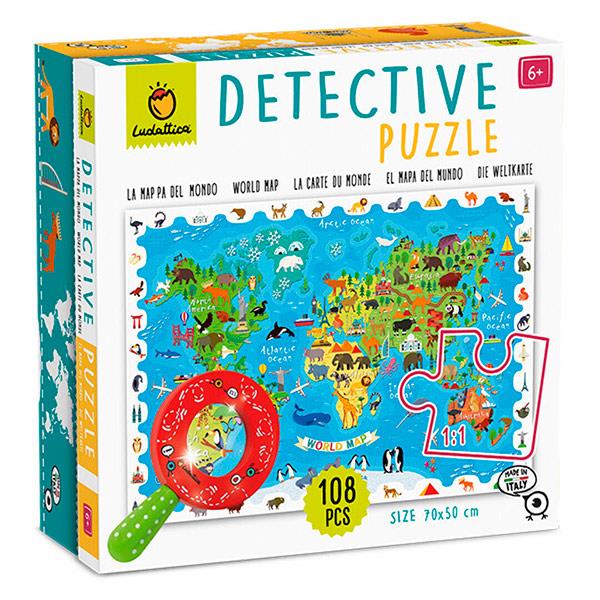 Puzzle Mapamundi Animales Detective Ludattica