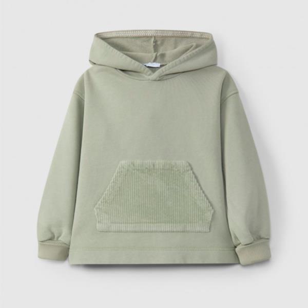 Sudadera Con Capucha Y Bolsillo De Pana Color Caqui Laranjinha