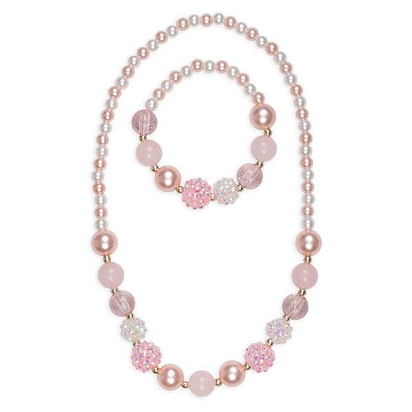 Conjunto Pulsera y Collar de color rosa perlado