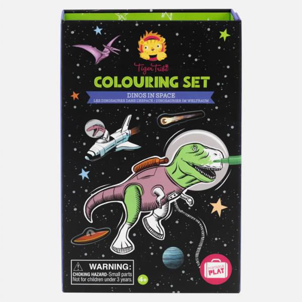 Set Colorear Tiger Tribe Dinos En El Espacio