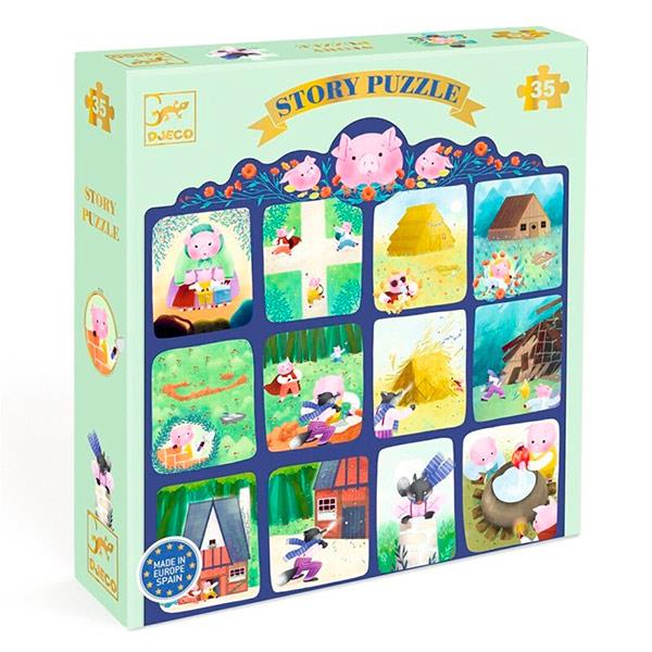 Puzzle Cuentos Los 3 Cerditos Djeco
