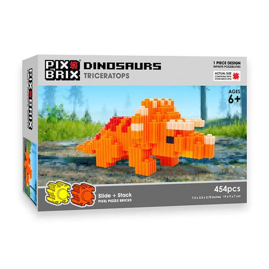 Bloques Pix Brix Dinosaurs Triceratops 454 Piezas Pixel Art