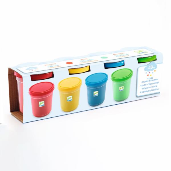 Pasta Moldear 4 Botes De Plastilina Ultra Suave Rojo Amarillo Azul Verde