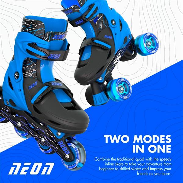 Patines Combo Neón Azul Talla 30-34 Yvolution