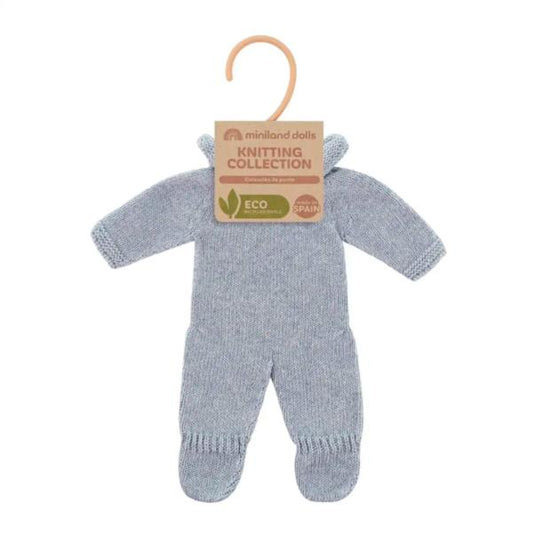 Pijama Punto Para Muñeco Miniland 32cm Azul - Gris