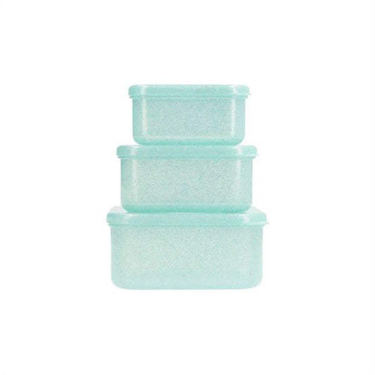 Set de 3 Cajas Almuerzo Glitter Turquoise Tutete