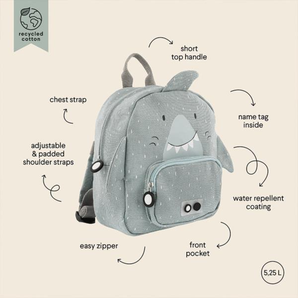 Mochila Trixie Tiburón Mr Shark Pequeña