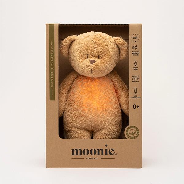 Peluche Moonie Oso Orgánico con Luz y Sonido Capuccino Natur