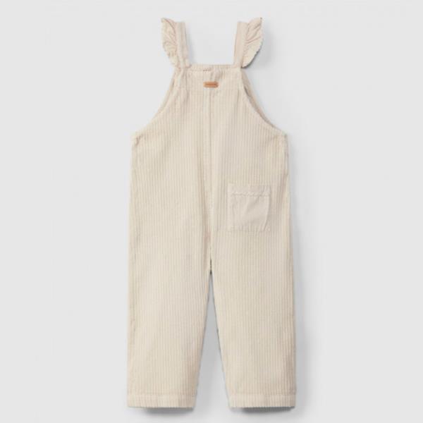 Peto Overall De Pana Ancha Con Bolsillos Trasero Color Arena Laranjinha