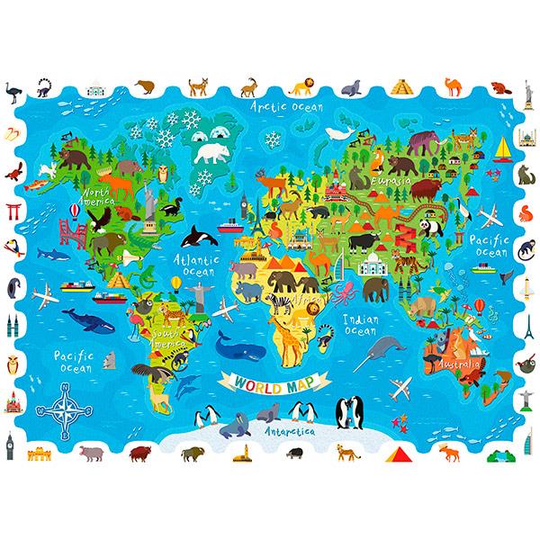 Puzzle Mapamundi Animales Detective Ludattica