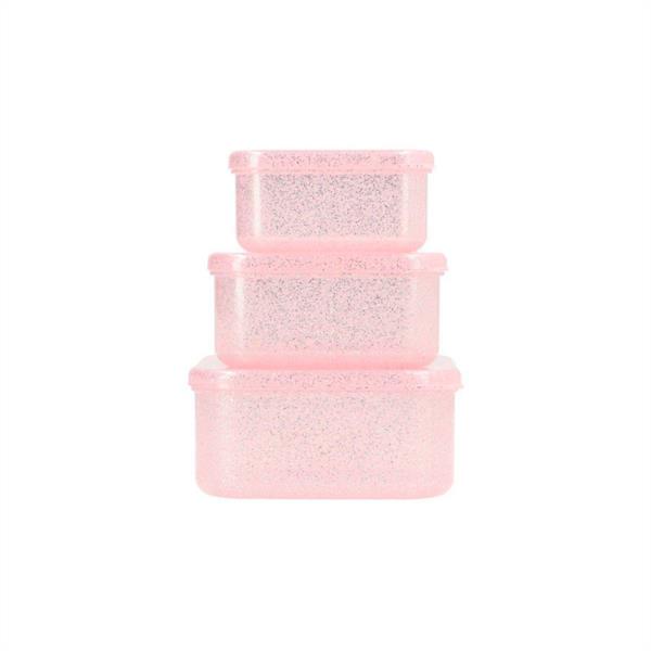 Set de 3 Cajas Almuerzo Glitter Pink Tutete