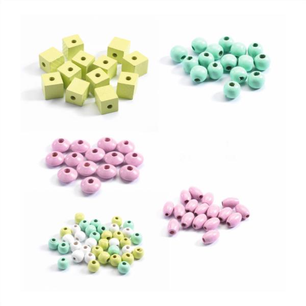 Perlas De Madera Hojas Y Flores