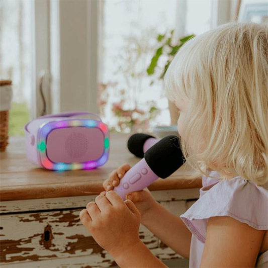 Altavoz Karaoke Bluetooth con 2 Micrófonos Violeta