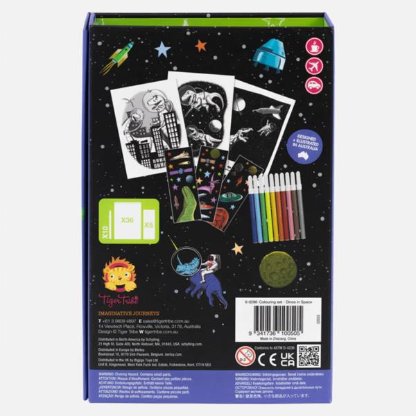 Set Colorear Tiger Tribe Dinos En El Espacio