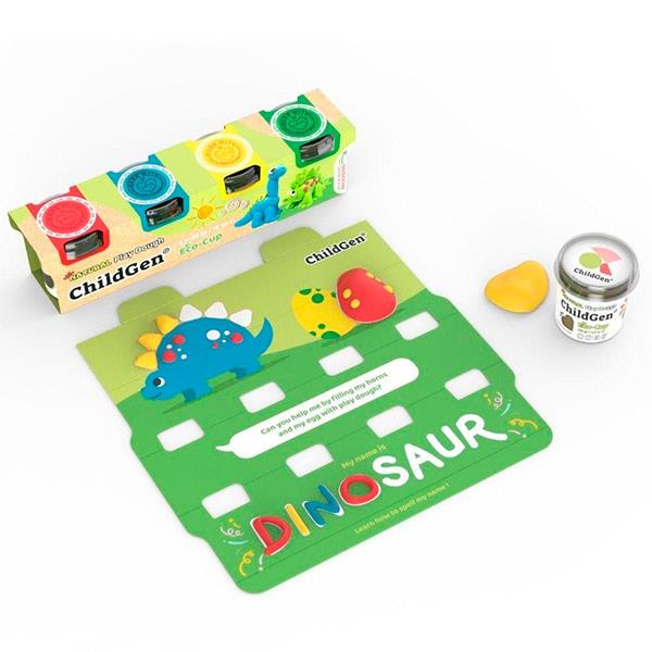 Plastilina Orgánica ChildGen Dinos 4 Botes