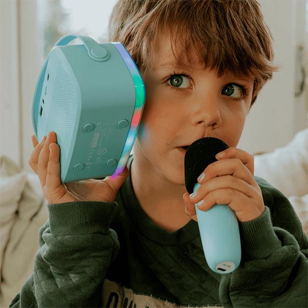 Altavoz Karaoke Bluetooth con 2 Micrófonos Azul