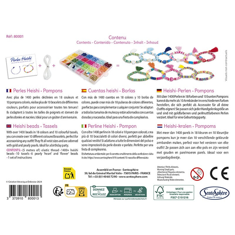 Crea tus Pulseras Perlas Heishi Pompons