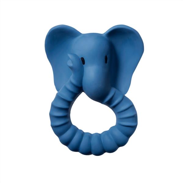 mordedor anillo denticion bebe calma natruba elefante azul caucho natural