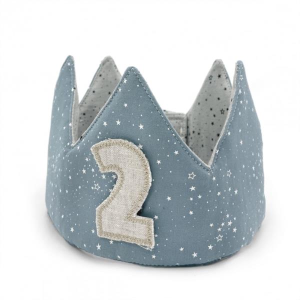 corona cumpleaños bebe niño infantil algodón reversible blue stone stars babyshower