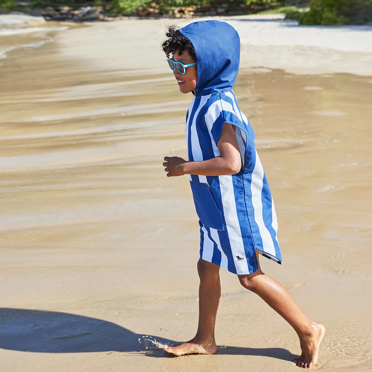 PONCHO SECADO RÁPIDO DOCK & BAY NAVY AZUL NIÑOS INFANTIL PLAYA PISCINA COOL BAÑO VERANO