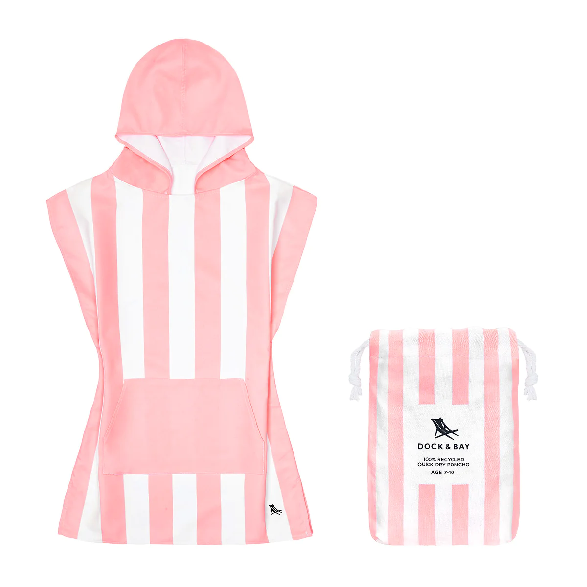 PONCHO SECADO RÁPIDO DOCK & BAY PINK ROSA NIÑOS INFANTIL PLAYA PISCINA COOL BAÑO VERANO