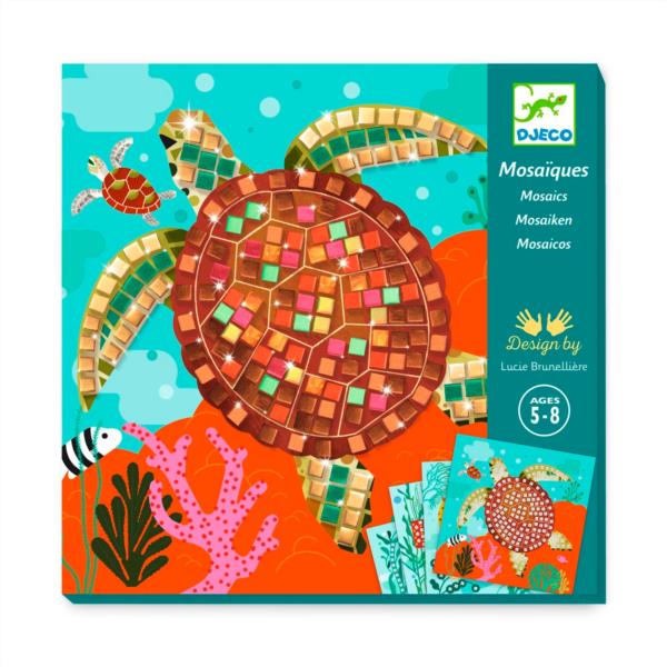 manualidad con pegatinas metalizadas Collage Mosaico El Caribe Djeco infantil niños